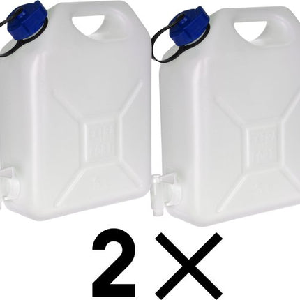 Jerrycan voor water 5 liter - 2x Waterkan met kraan 5L - waterjerrycan / watertank - Set van 2 stuks
