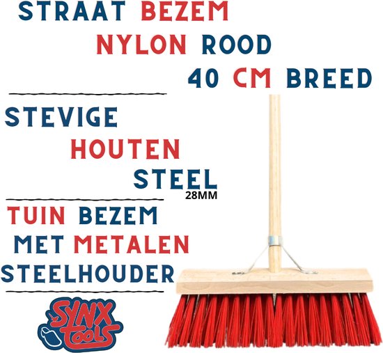 Rechte schoffel 14 cm & Synx Tools Nylons StraatBezem 40cm - Onkruidverwijderaar - Schoffel met Steel