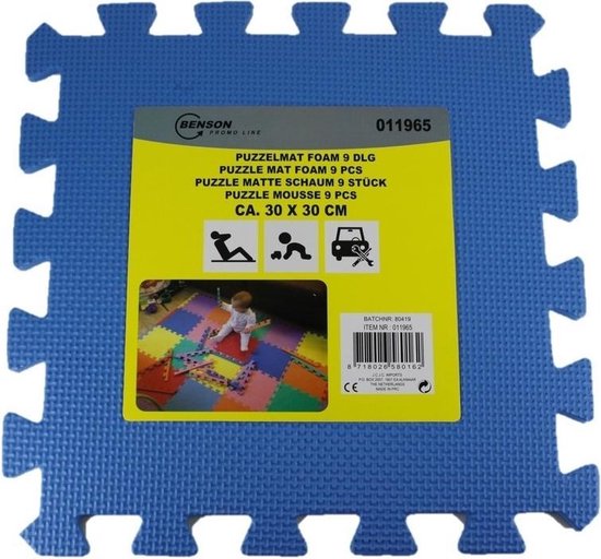 9 Stuks roze blauw zwart puzzel vloertegels foam 30 x 30 cm - Puzzel speelmat - Baby/peuter speelgoed matten