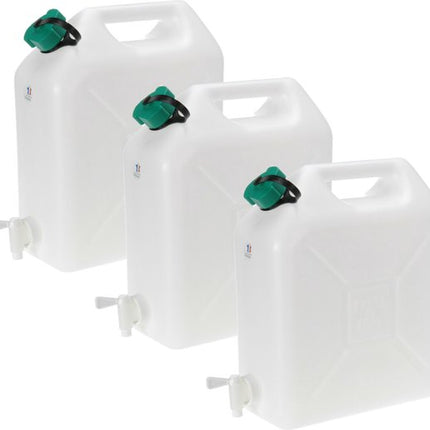 Jerrican pour eau - 1x - 2x - 3x - 10 litres - Plastique - avec robinet et bouchon - Camping