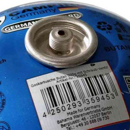 B tools 8x Gaskartusche 500g mit Schraubventil, Butangas, für Lötlampe und Lötbrenner, Ventilkartusche, Schraubventilkartusche