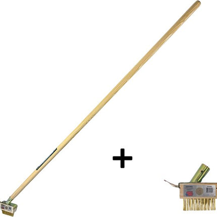 Synx Tools Onkruidborstel met schraper + Extra Borstel - onkruid staalborstel -  Inclusief steel 150 cm