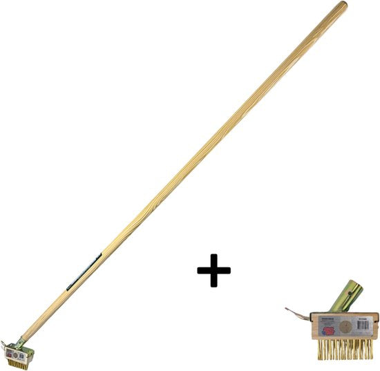 Synx Tools Onkruidborstel met schraper + Extra Borstel - onkruid staalborstel -  Inclusief steel 150 cm