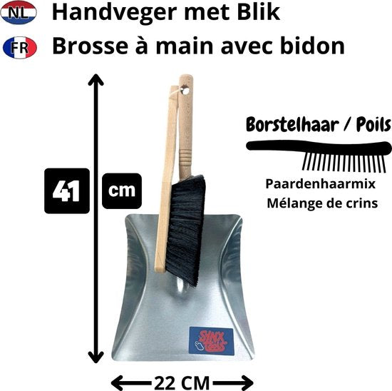 Balai à main et pelle à poussière en métal noir - Mélange de crin de cheval Synx Tools - Balai et pelle à poussière