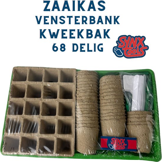 Synx Tools Zaaikas Kweekbak 68delig - Zaaitray - Kweektray - Vensterbank - Moestuinbak - Moestuinen - bodembewerkers - Zaai - Kweken - Kweekbak