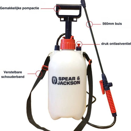 Spear & Jackson Drukspuit 5 Liter Met Ringen - Druksproeier - Onkruidverdelger - Sproeier - Drukspuiten