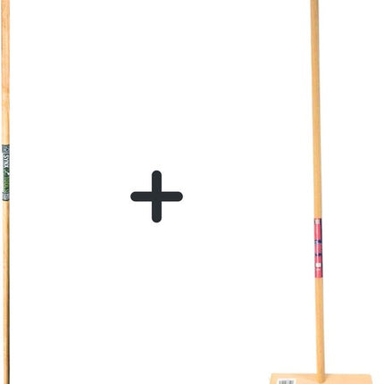 Voegenmes 150 cm en Synx Tools Stadsbezem 30 cm - Steel 150 cm - Harde natuurvezels - Straatbezem - Buitenbezem - Onkruidkrabber