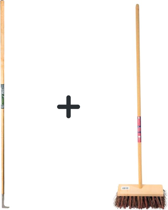 Voegenmes 150 cm en Synx Tools Stadsbezem 30 cm - Steel 150 cm - Harde natuurvezels - Straatbezem - Buitenbezem - Onkruidkrabber