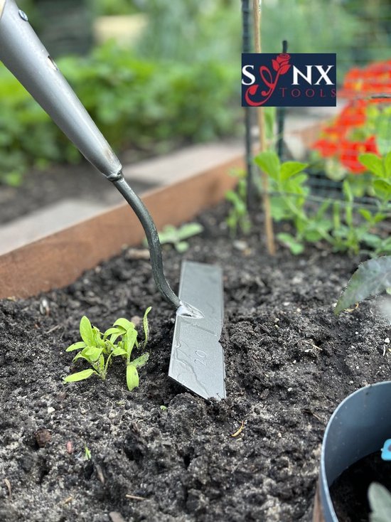Synx Tools Gerade Hacke 22 cm mit Stiel 160 cm + Gartenrechen 3 Zähne mit Stiel 150 cm