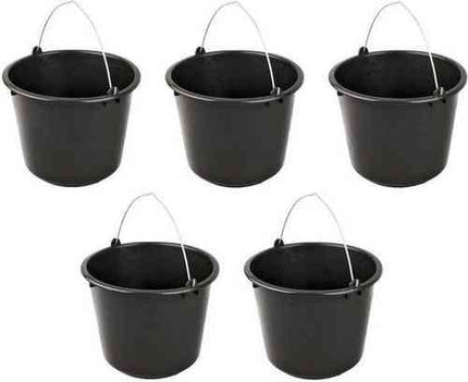 5x Stevige huishoud emmers 12 liter Bouwemmer Schoonmaak emmer