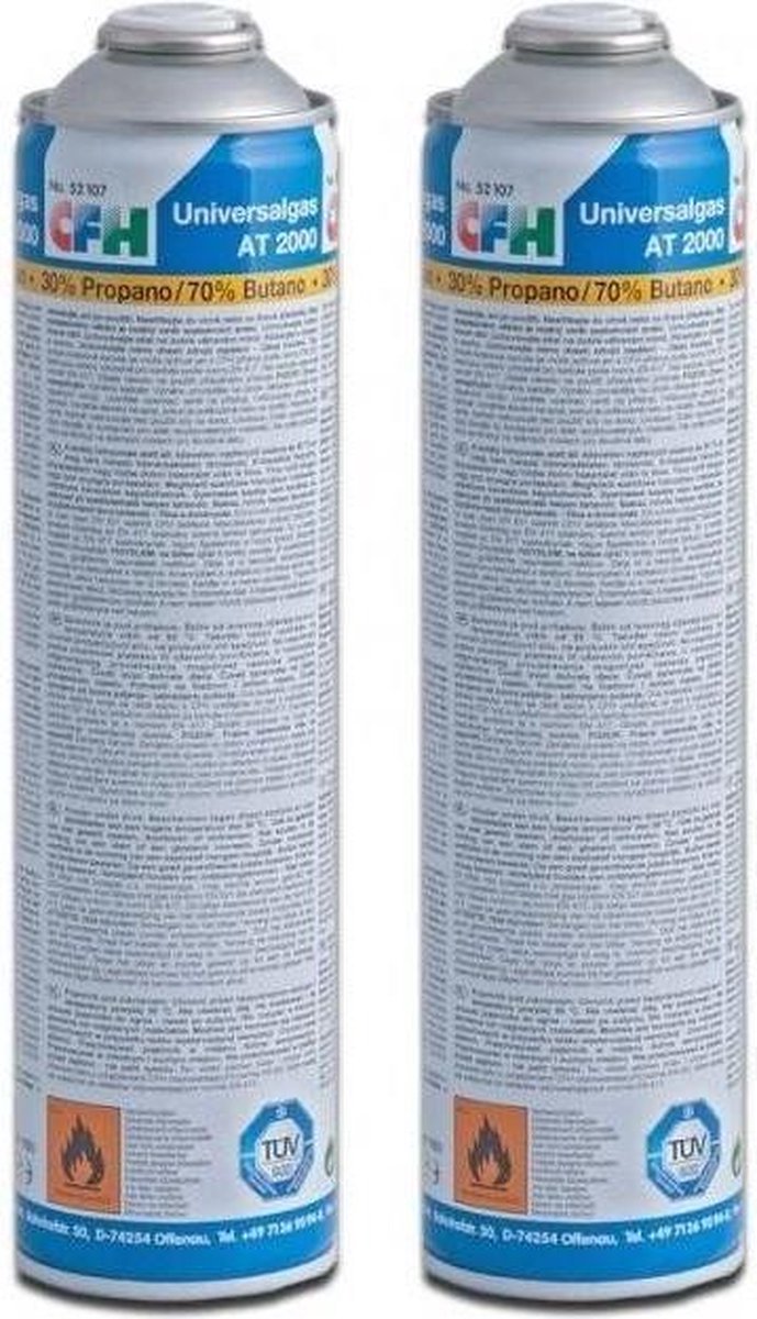 CFH gasflessen set 2x 400 ml butaan propaan navulling voor gasbrander