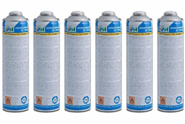CFH gasflessen set 6x 400 ml butaan propaan navulling voor gasbrander
