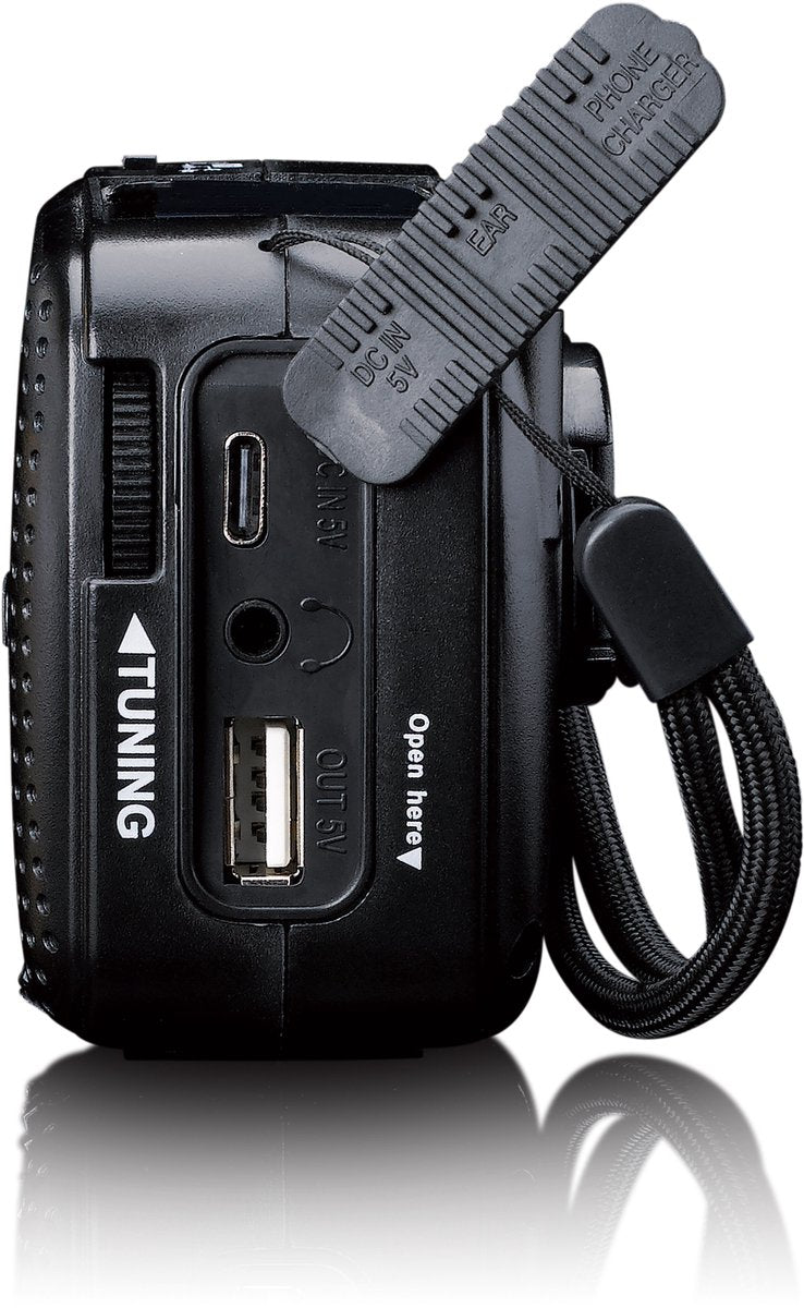 Lenco Noodradio - Draagbare opwindbare Radio - Radio op batterijen - Powerbank - Zaklamp - Noodpakket - MCR-113BK - Zwart