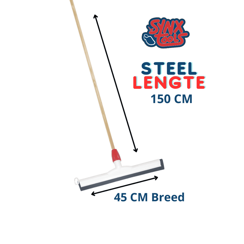Synx Tools Vloertrekker met steel 45cm kunststof - Trekkers/moppen - Dweilen/ Natuurrubber - vloerwisser Met Steel 150cm