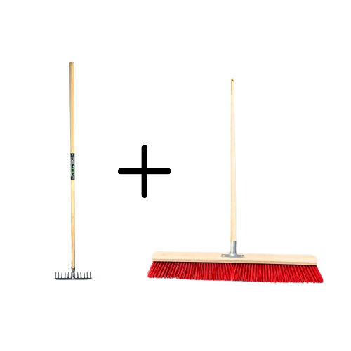 Tuinhark 8 Tanden verzinkt + Nylon Stal Straatbezem 80 cm