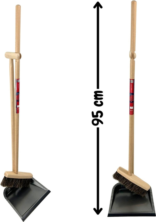 Synx Tools bezem Binnenbezem 50 cm en Stoffer en blik met lange steel 97 cm