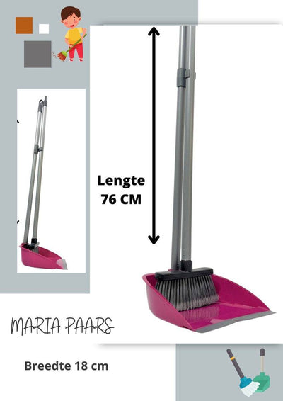 Synx Tools Stoffer & Blik Maria Paars Set - Stoffer Blik set - Stoffer en blik open model met lange stelen - Bezem / Veger en blik met lange steel