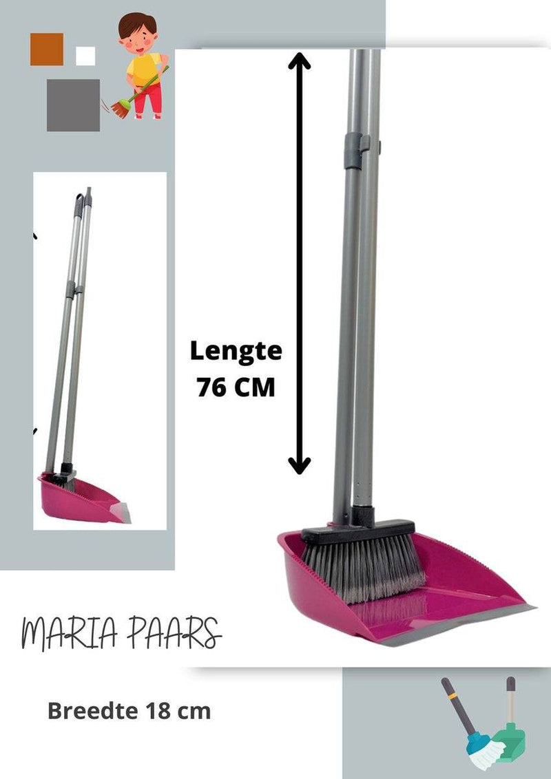 Synx Tools Stoffer & Blik Maria Paars Set - Stoffer Blik set - Stoffer en blik open model met lange stelen - Bezem / Veger en blik met lange steel