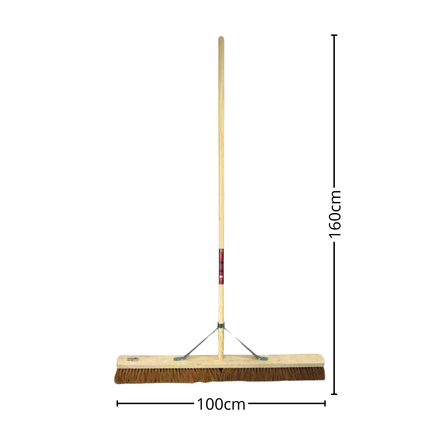 Synx Tools Zaalveger 100cm - Bezem - zachte bezem - Brede bezem - kokosbezem - bezemsteel 150cm