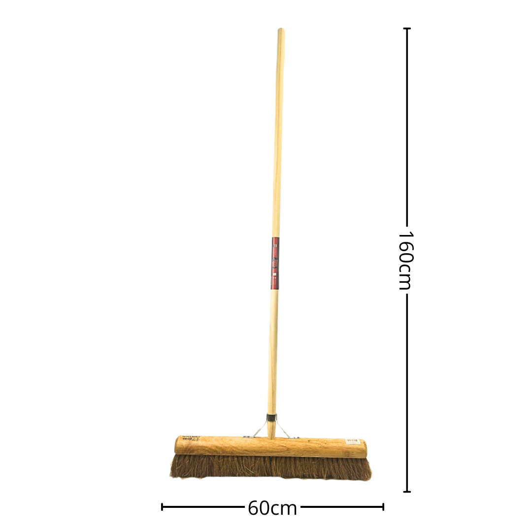 bezem kokos BinnenBezem Cocos 60 cm - Bezem - Bezems - Zaalveger - Zachte Bezem - Veger - Cocosharen - met Houten steel 150cm