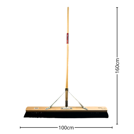 Synx Tools Zaalveger 100cm Paardenhaar - Zachte bezem - bezems - Met Steel 150cm