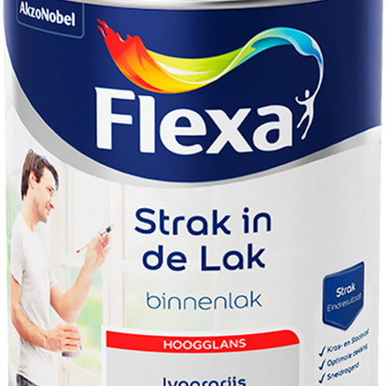 Flexa - Strak in de Lak - Watergedragen - Hoogglans - ivoorgrijs - 0,75 liter