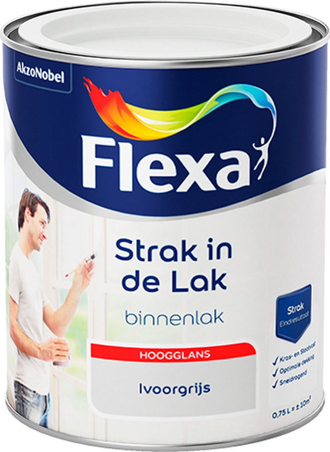 Flexa - Adhérent à la peinture - A base d'eau - Haute brillance - gris ivoire - 0,75 litre