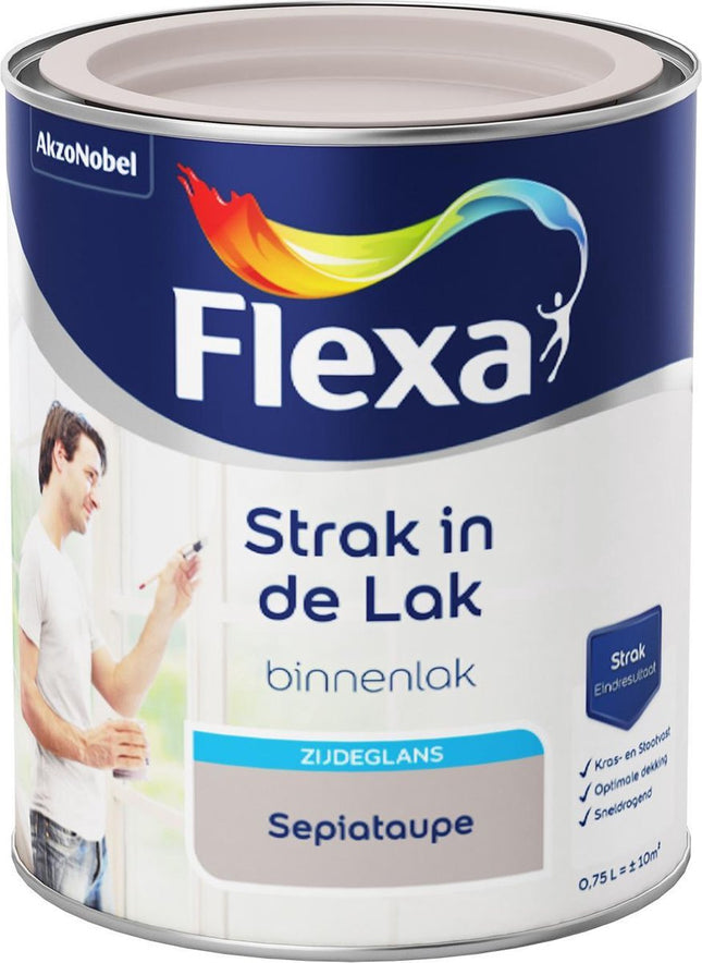 Flexa - Tendu dans la peinture - A base d'eau - Brillant soyeux - ton sépia - 0,75 litre 