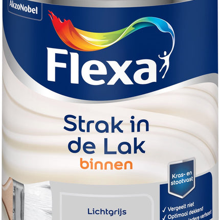 Flexa Strak in de Lak - Watergedragen - Zijdeglans - lichtgrijs - 750 ml