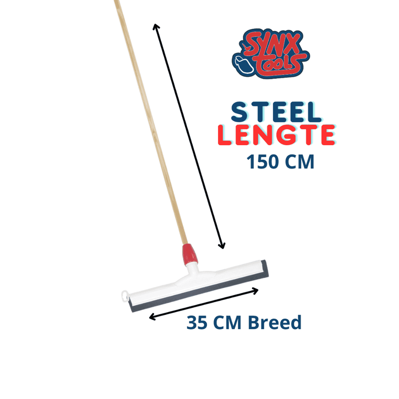 Synx Tools Vloertrekker met steel 35cm kunststof - Trekkers/moppen - Dweilen/ Natuurrubber - vloerwisser Met Steel 150cm