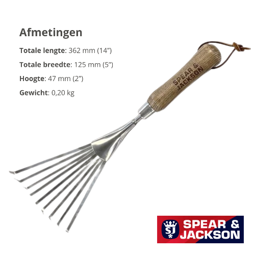 Spear & Jackson Mini Handhark - traditioneel - roestvrijstaal - 9 platte tanden