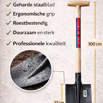 Bats schep 127cm gehard staalblad professionele kwaliteit