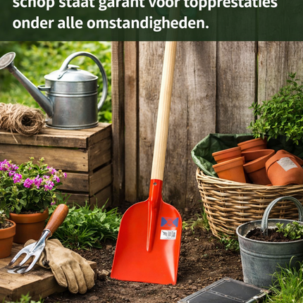 Betonschep rood tuinartiekel