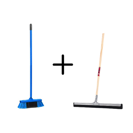 Synx Tools Binnenbezem Blauw + Vloertrekker 35cm met Steel 120cm 