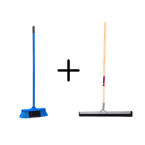 Synx Tools Binnenbezem Blauw + Vloertrekker 45cm met Steel 150cm 