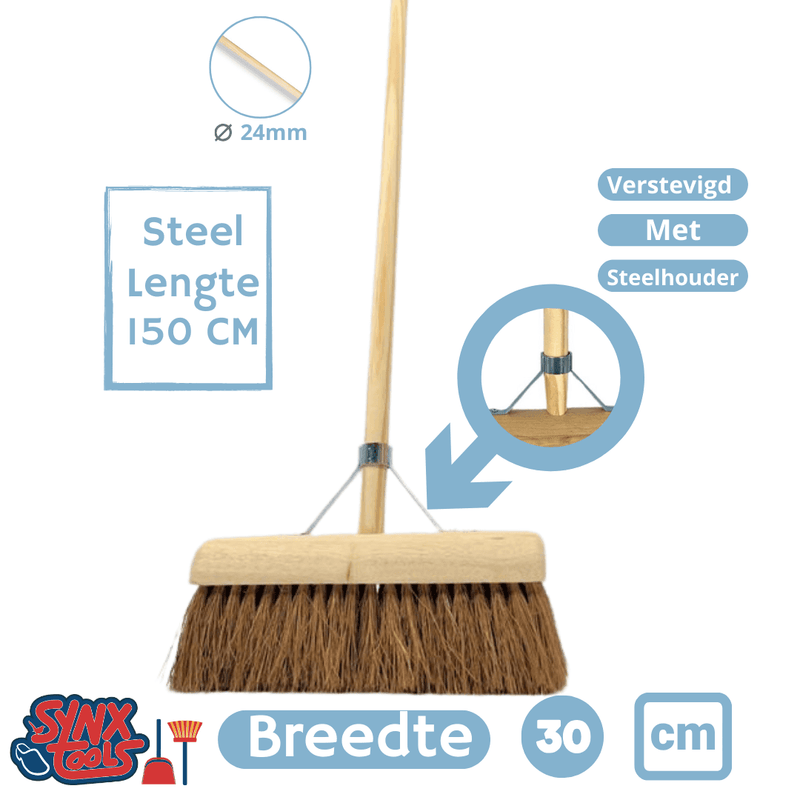 Synx Tools Coco Bezem Binnen 30 cm - Met 150 cm steel
