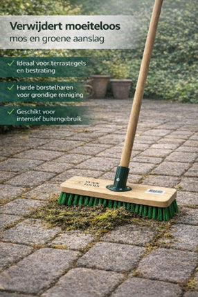 Synx Tools Mosbezem 28 cm - schrobbezem - schrobborstel - Incl. bezemsteel 150 cm