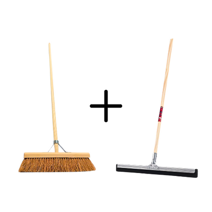 Synx Tools Coco Binnenbezem 40cm + Vloertrekker 35cm met Steel 120cm - Zaalveger