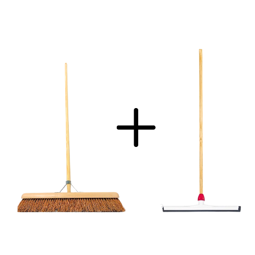 Coco Binnenbezem 60cm + Vloertrekker Kunststof 45cm met Steel 150cm