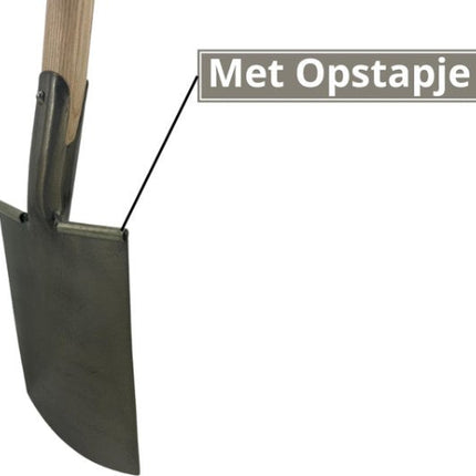 Damesspade met opstapje en essenhout steel