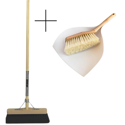 Synx Tools Balai d'intérieur en crin de cheval 29 cm - Balai souple - Balai souple - Incl. Acier 120cm - Ensemble balai et pelle/Pelle et balayette "bambou" collection "ECO"