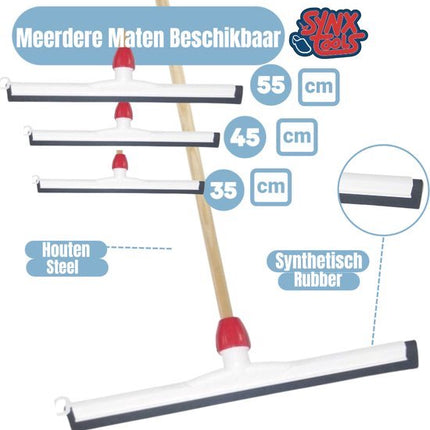 Synx Tools Binnenbezem Blauw + Vloertrekker Kunststof 35cm met Steel 120cm – Zaalveger – Vloerreiniger – Natuurrubber – Zachte bezem met steel 130cm