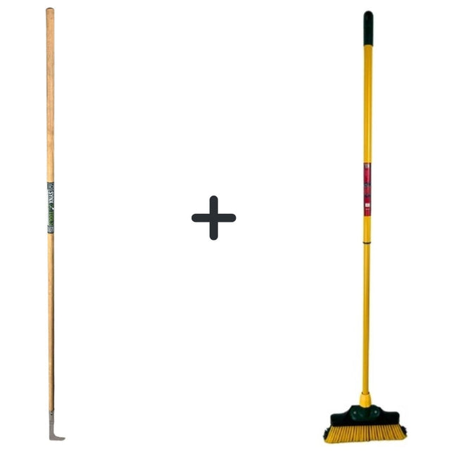 Synx Tools Voegenmes 150 cm en Synx Tools Klauwbezem 35cm - Onkruidkrabber - Voegenkrabber - straatbezem - Telescopische steel 70 - 140cm