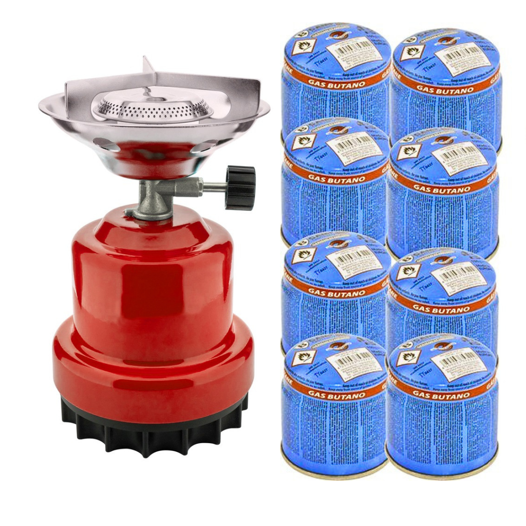 Gaskooktoestel met 2 of 4 of 8 gaspatroon 190g Metaal, campingkooktoestel, gasfornuis, camping, butaangasbrander (kooktoestel