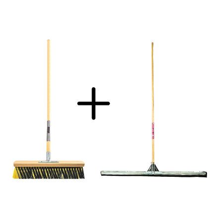 Binnenbezem 40cm La Crema + Vloertrekker 100cm met Steel 150cm 