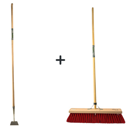Synx Tools Rechte Schoffel 12cm met Staal 160cm + Nylon Straatbezem 60cm - Rechte Schoffel 12cm - Buitenbezem