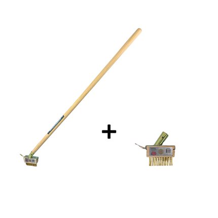 Synx Tools Onkruidborstel met houten steel en schraper voor effectieve onkruidverwijdering