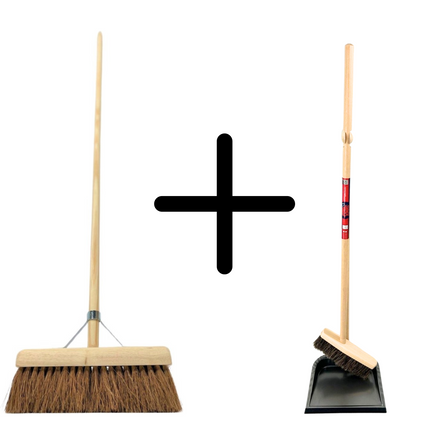 Synx Tools Coco bezem 30cm en Stoffer en blik met lange steel 97 cm