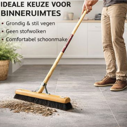 Synx Tools Zaalveger binnenbezem 60 cm Paardenhaar - bezemsteel 150cm