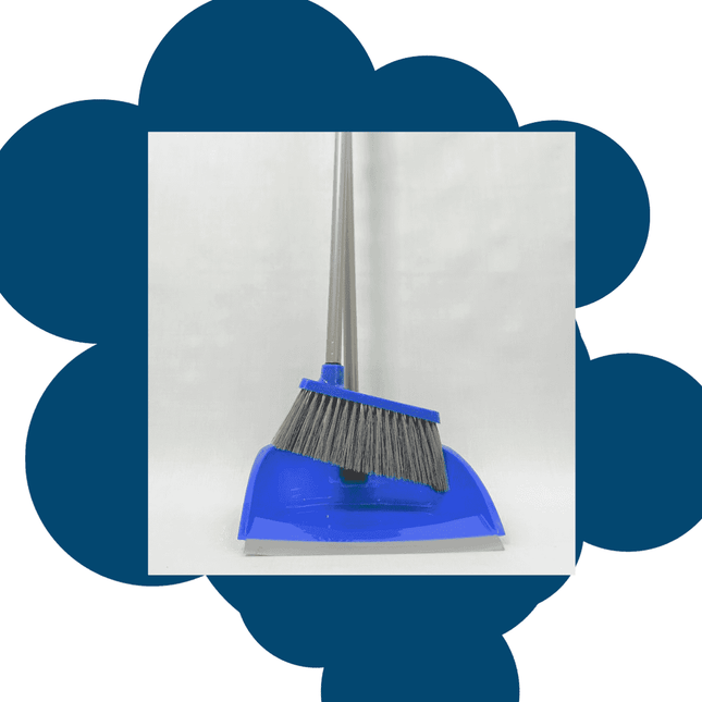 Kunststof Stoffer en Blik met Lange Steel - Schoonmaakset 80 cm - blauw7